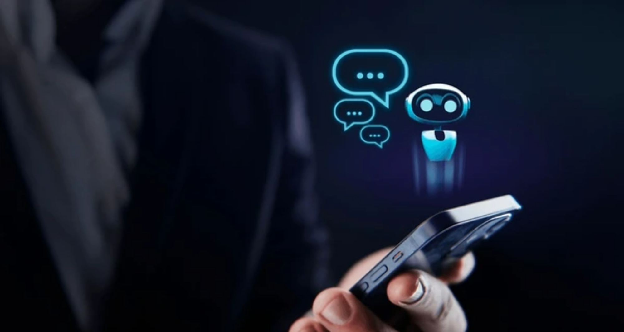 Mobile phone displaying a chatbot interface, symbolizing AI agents transforming customer service and industry workflows