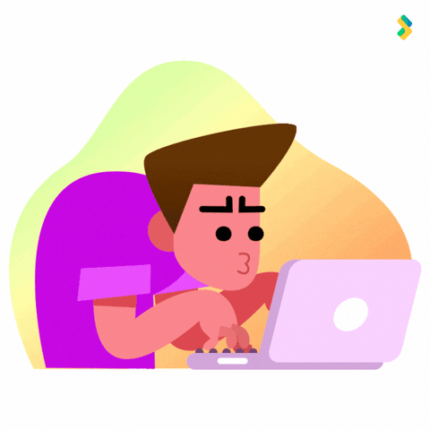 Cartoon man typing on a laptop, representing AI automation of nonprofit administrative tasks.