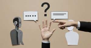 Conceptual illustration showing human-AI collaboration and autonomous agents in a hybrid workflow, highlighting strategic decision-making and error prevention.